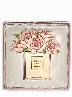 At Home Gucci Rose Bouquet Parfum Bottle Decorative Trinket Dish